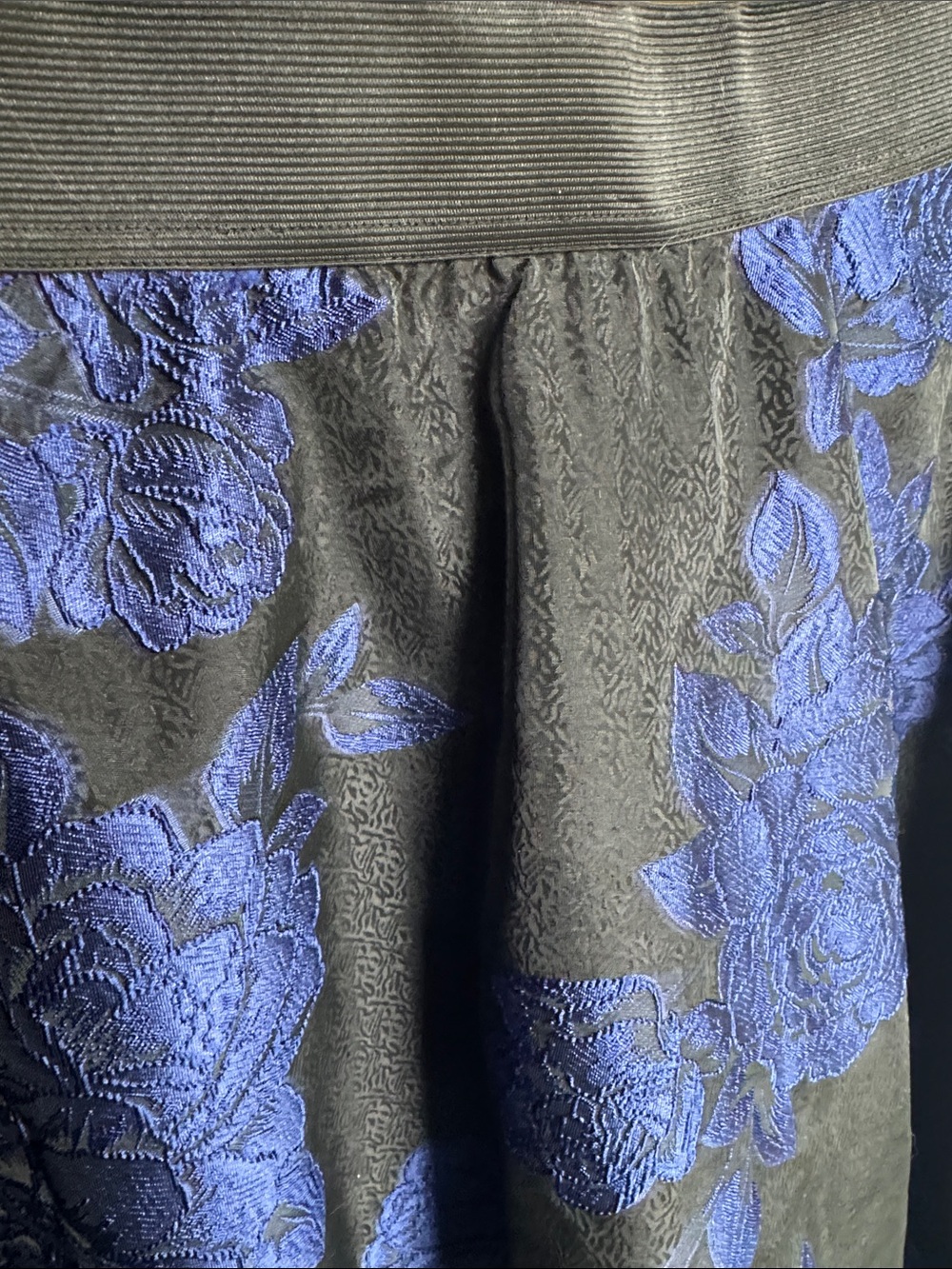 New York & Company Royal Blue Black Floral Jacquard A-Line Skirt | NEW | Size 6 - Picture 15 of 16